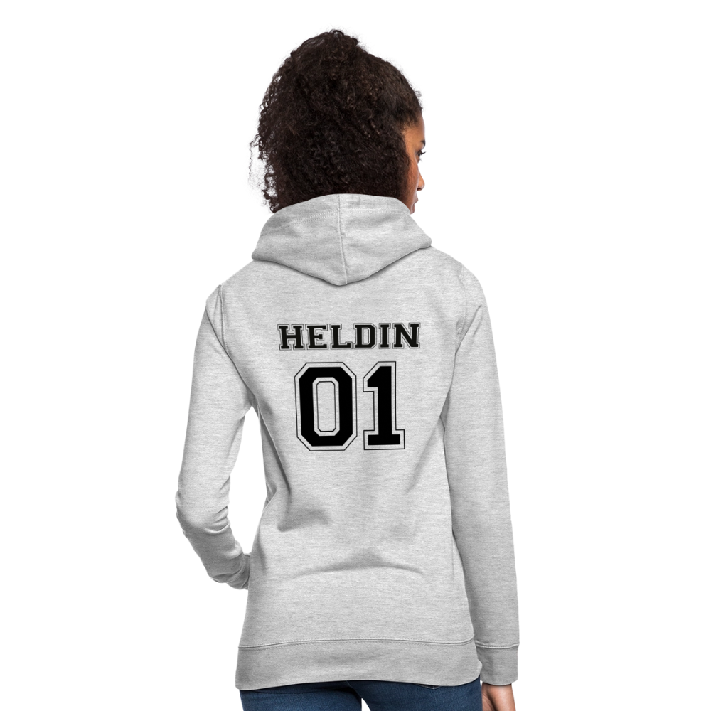 Frauen Hoodie - HELDIN 01 (black) - Hellgrau meliert