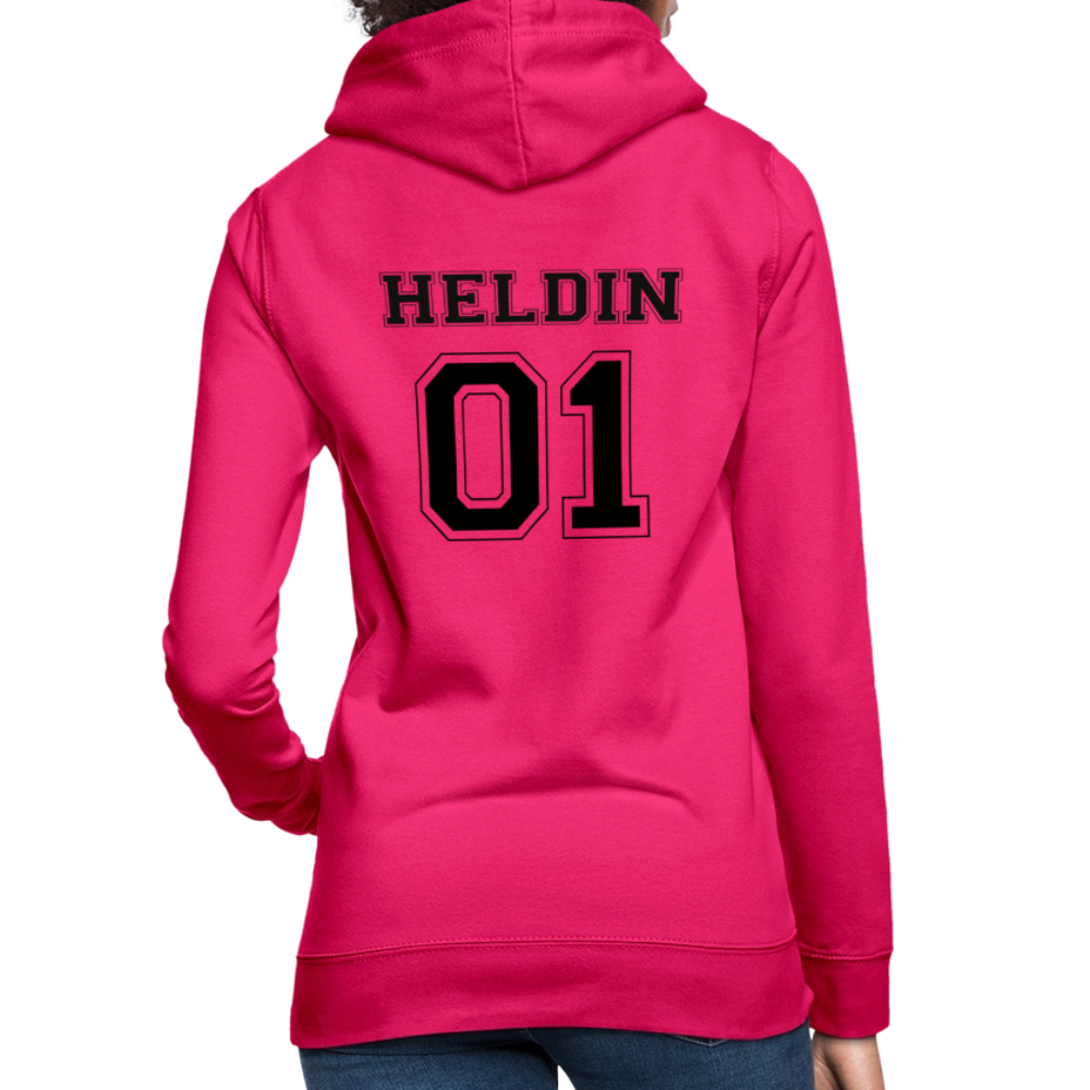 Frauen Hoodie - HELDIN 01 (black) - dunkles Pink