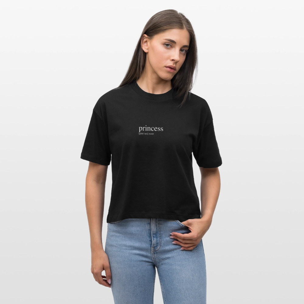 Frauen Boxy Bio-T-Shirt Nova - princess (white) - black