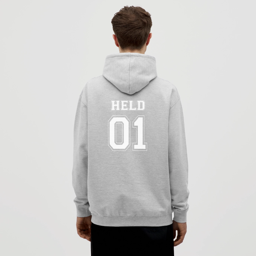 Unisex Hoodie - HELD 01 (white) - Hellgrau meliert