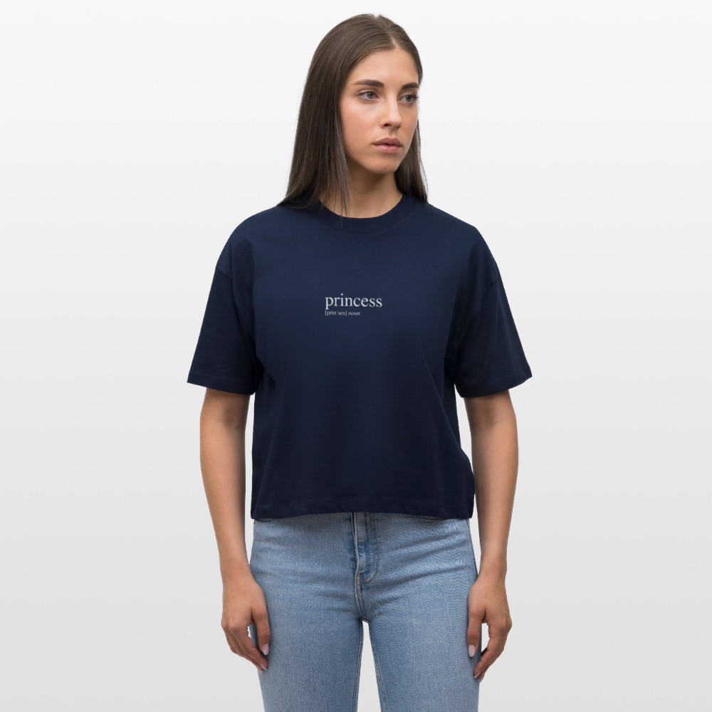 Frauen Boxy Bio-T-Shirt Nova - princess (white) - navy
