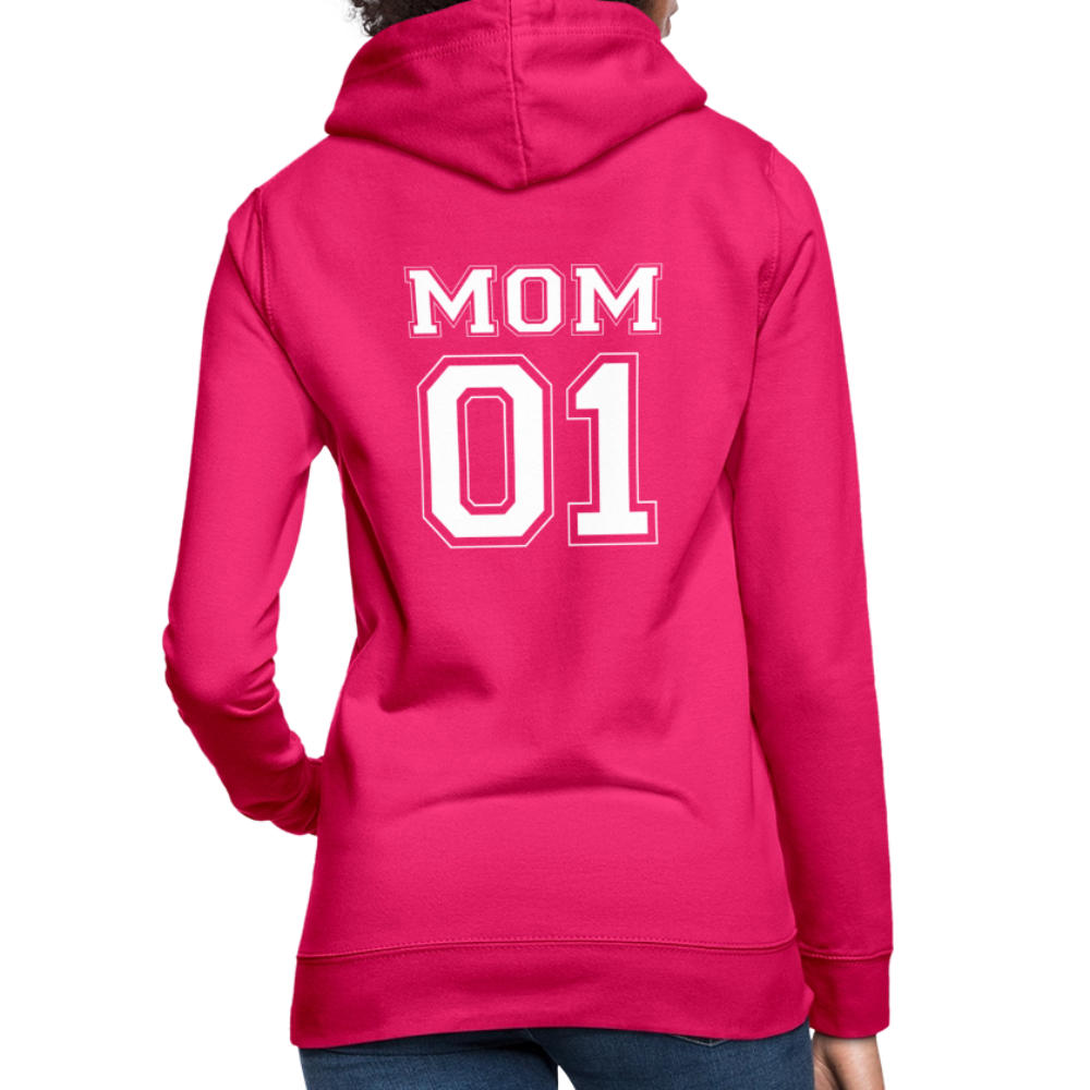 Frauen Hoodie - MOM 01 (white) - dunkles Pink
