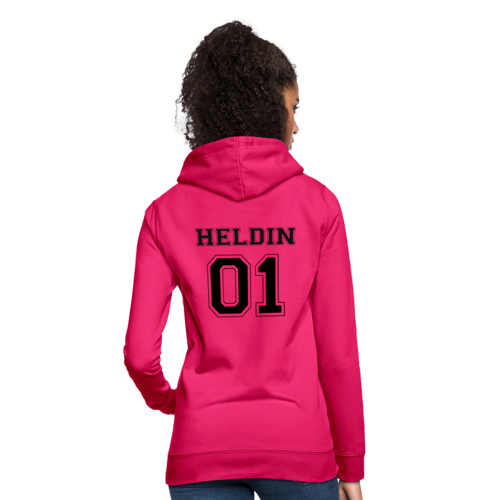 Frauen Hoodie - HELDIN 01 (black) - dunkles Pink