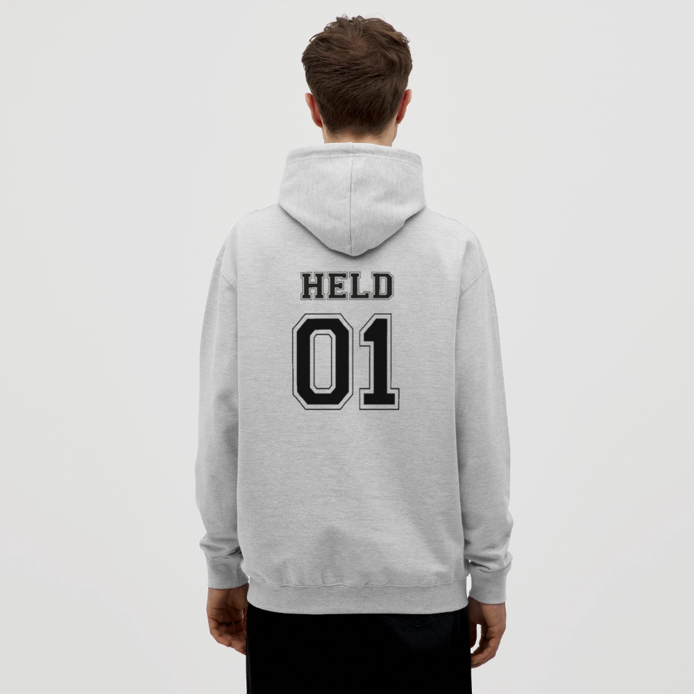 Unisex Hoodie - HELD 01 (black) - Hellgrau meliert