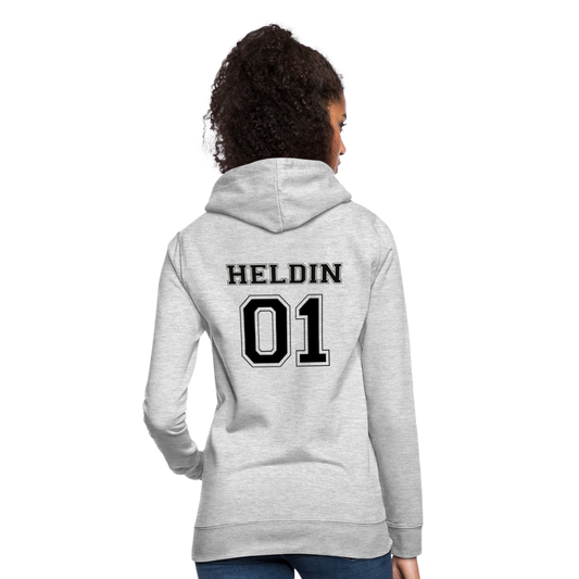 Frauen Hoodie - HELDIN 01 (black) - Hellgrau meliert