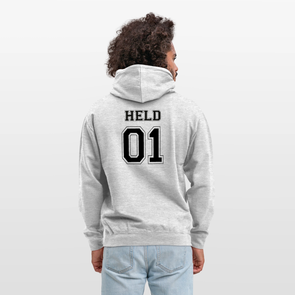 Unisex Hoodie - HELD 01 (black) - Hellgrau meliert