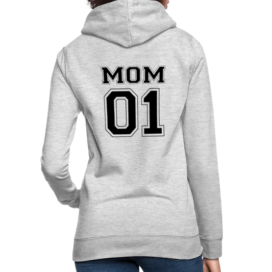 Frauen Hoodie - MOM 01 (black) - Hellgrau meliert